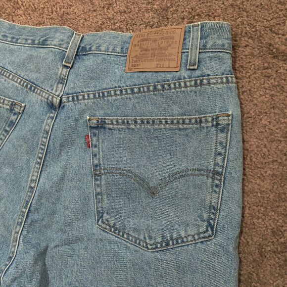 Levi's Other - Vintage Levi's 505 Jean Shorts Mens 38 Blue Relaxed Fit Black Bat Wing Y2K Jorts